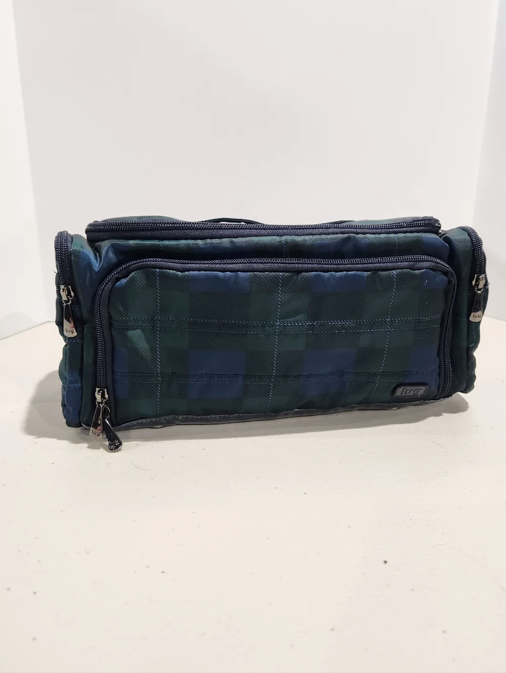 Lug XL Trolley Bag Cosmetic Toiletry Bag Green Navy Plaid